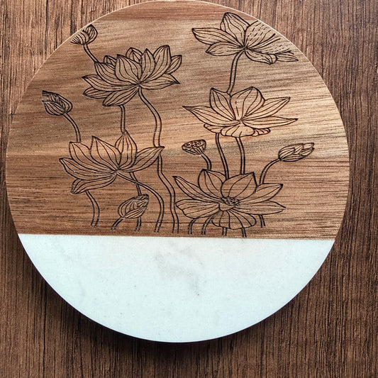 Pichwai Lotus Round Coasters – Set of 4