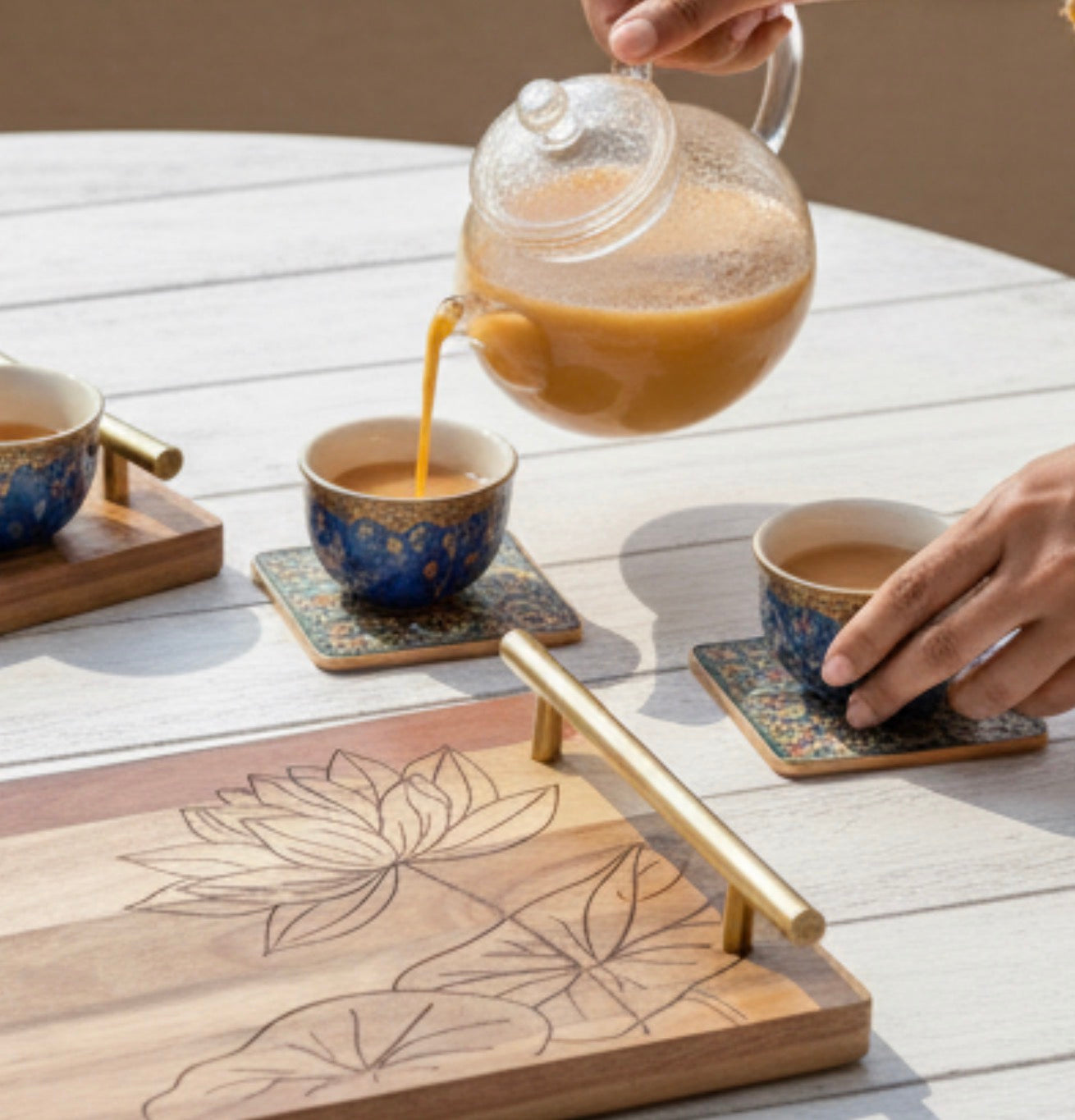 Pichwai Lotus Serving Tray