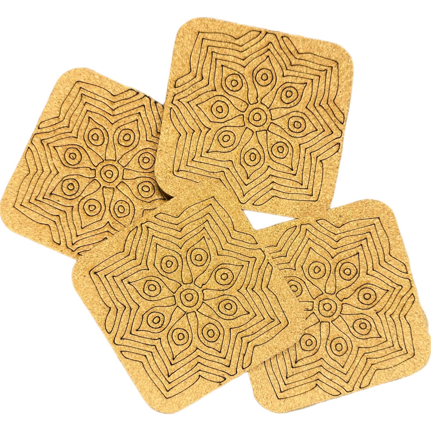 Cork Coasters Inspired by Ajrakh print