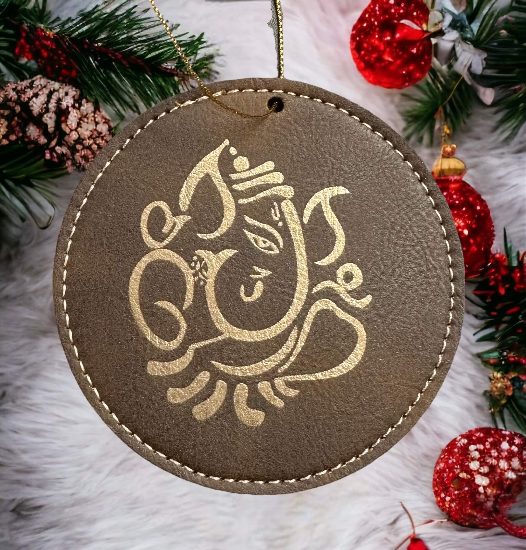 Faux Leather Ganesha Ornament Tinted Heritage