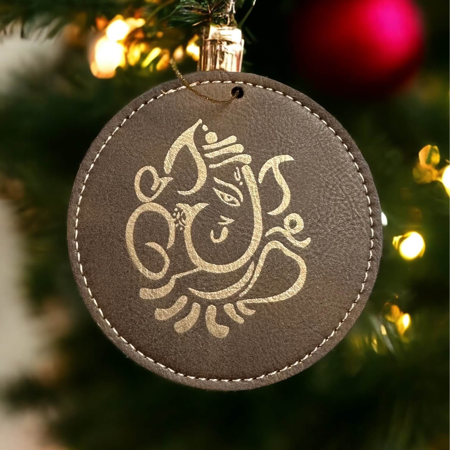 Faux Leather Ganesha Ornament Tinted Heritage