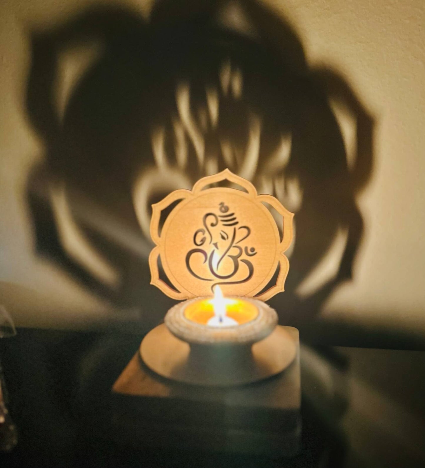 Ganesha Tea Light Candle Holder Tinted Heritage