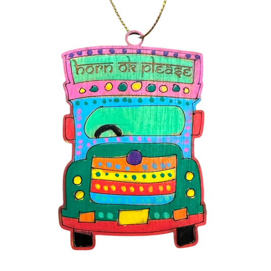 Horn Ok Please Truck Ornament – Indian-Inspired Christmas Decor | Colorful Traditional Holiday Ornament