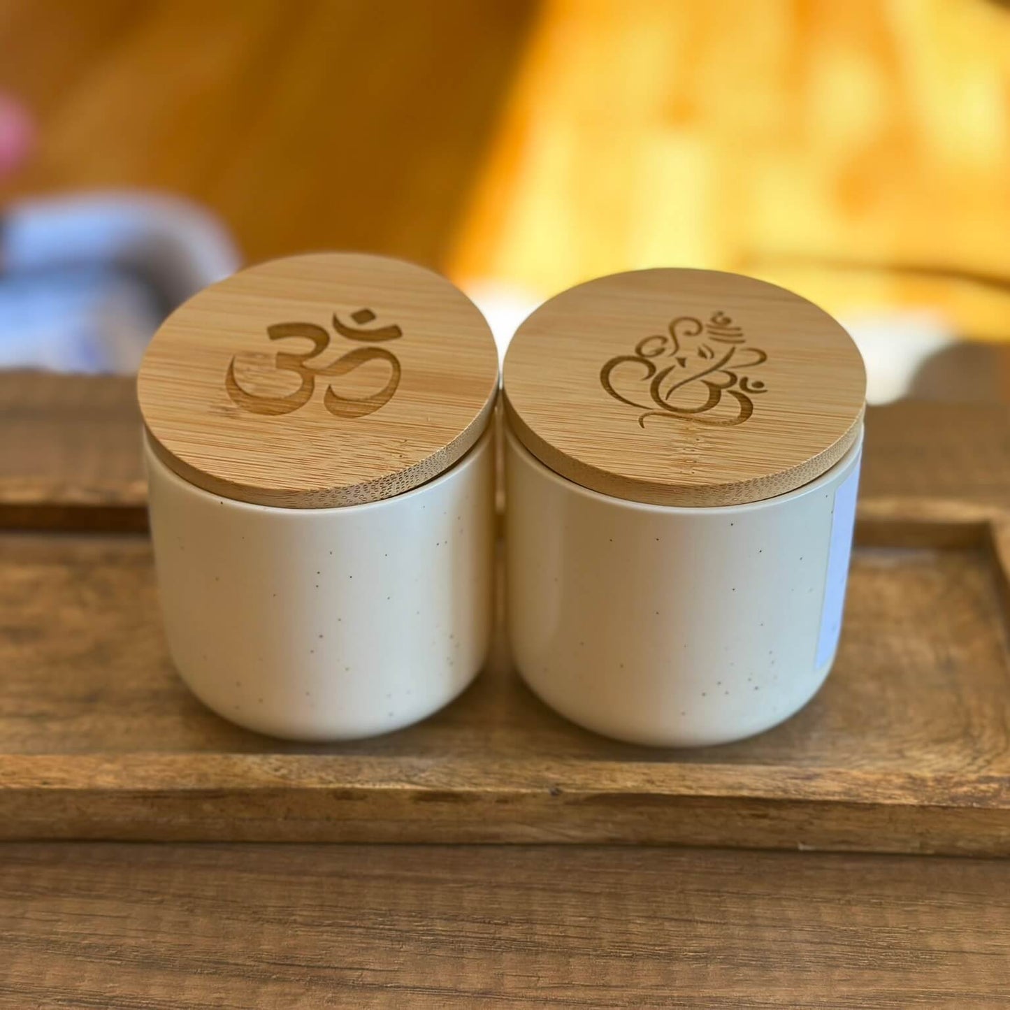 Hues of India – Luxury Handcrafted Soy Candle with Saffron, Amber & Jasmine| Engraved lids Inspired by Indian Traditions