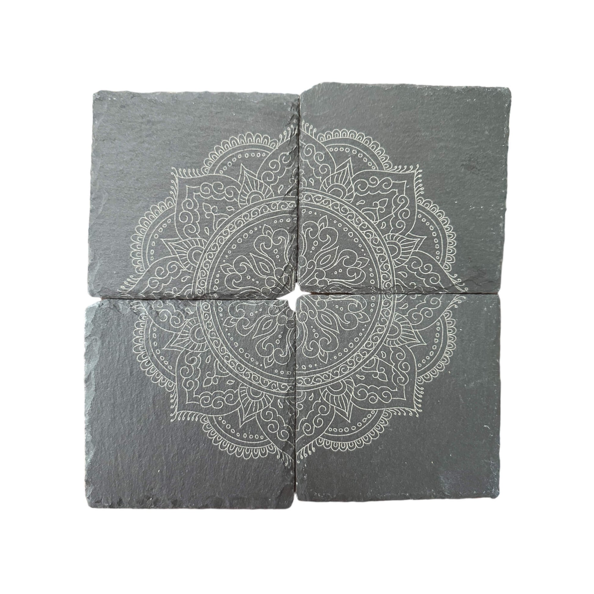 Mandala Design Slate Coasters Tinted Heritage