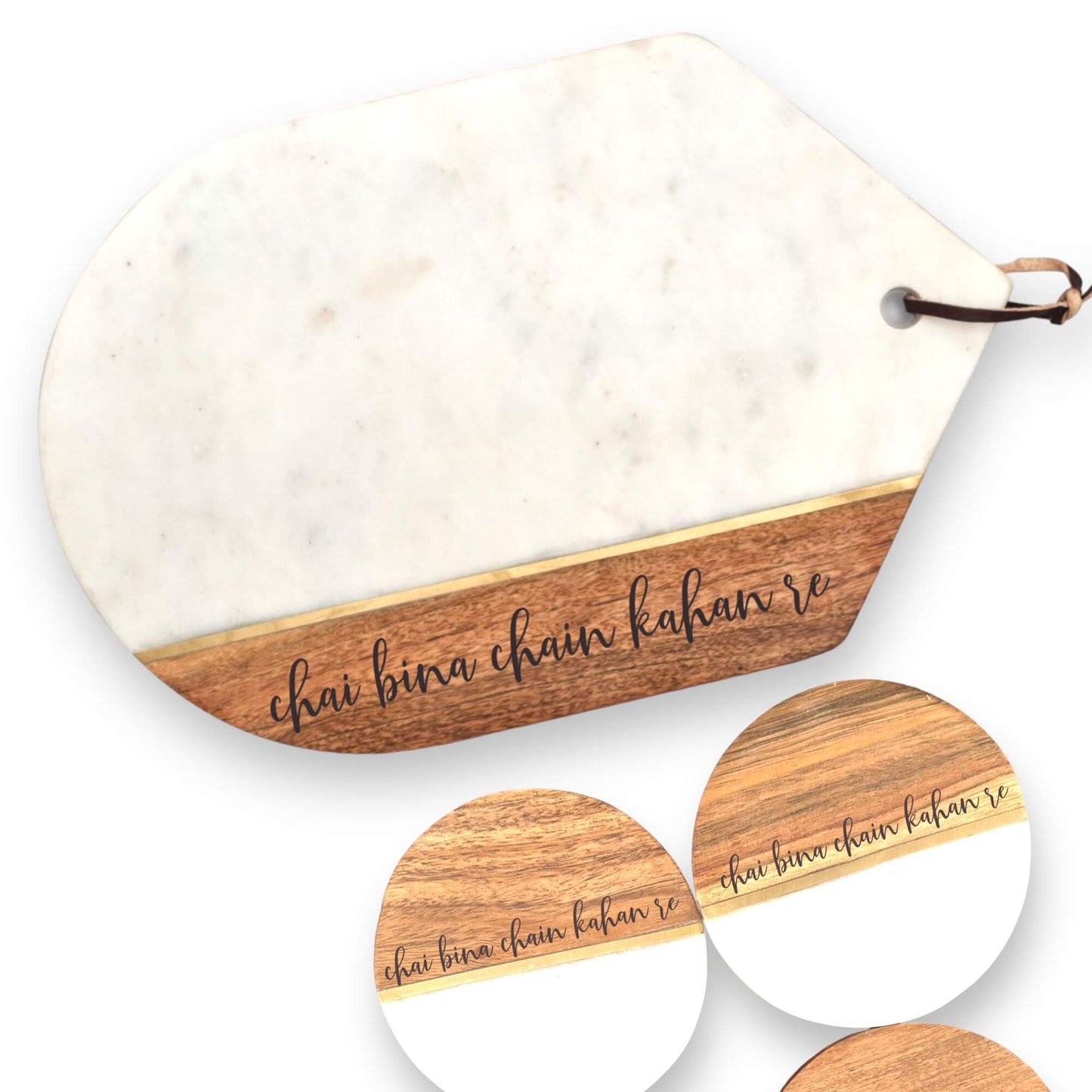 Marble Acacia wood with Brass inlay board - Chai Charcuterie board Tinted Heritage