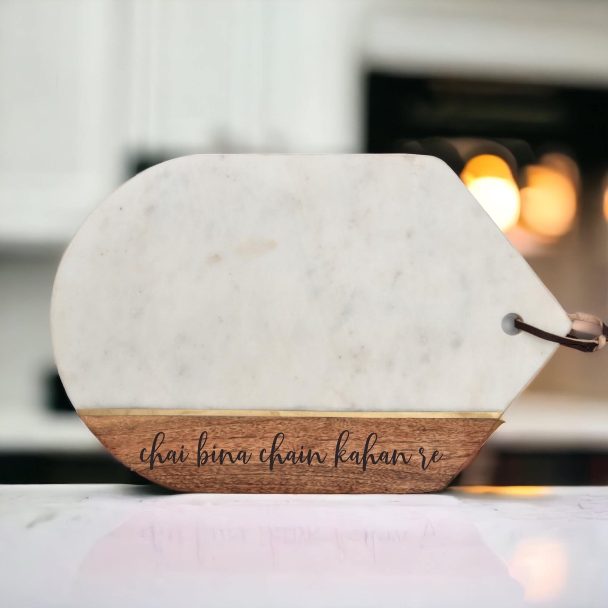 Marble Acacia wood with Brass inlay board - Chai Charcuterie board Tinted Heritage