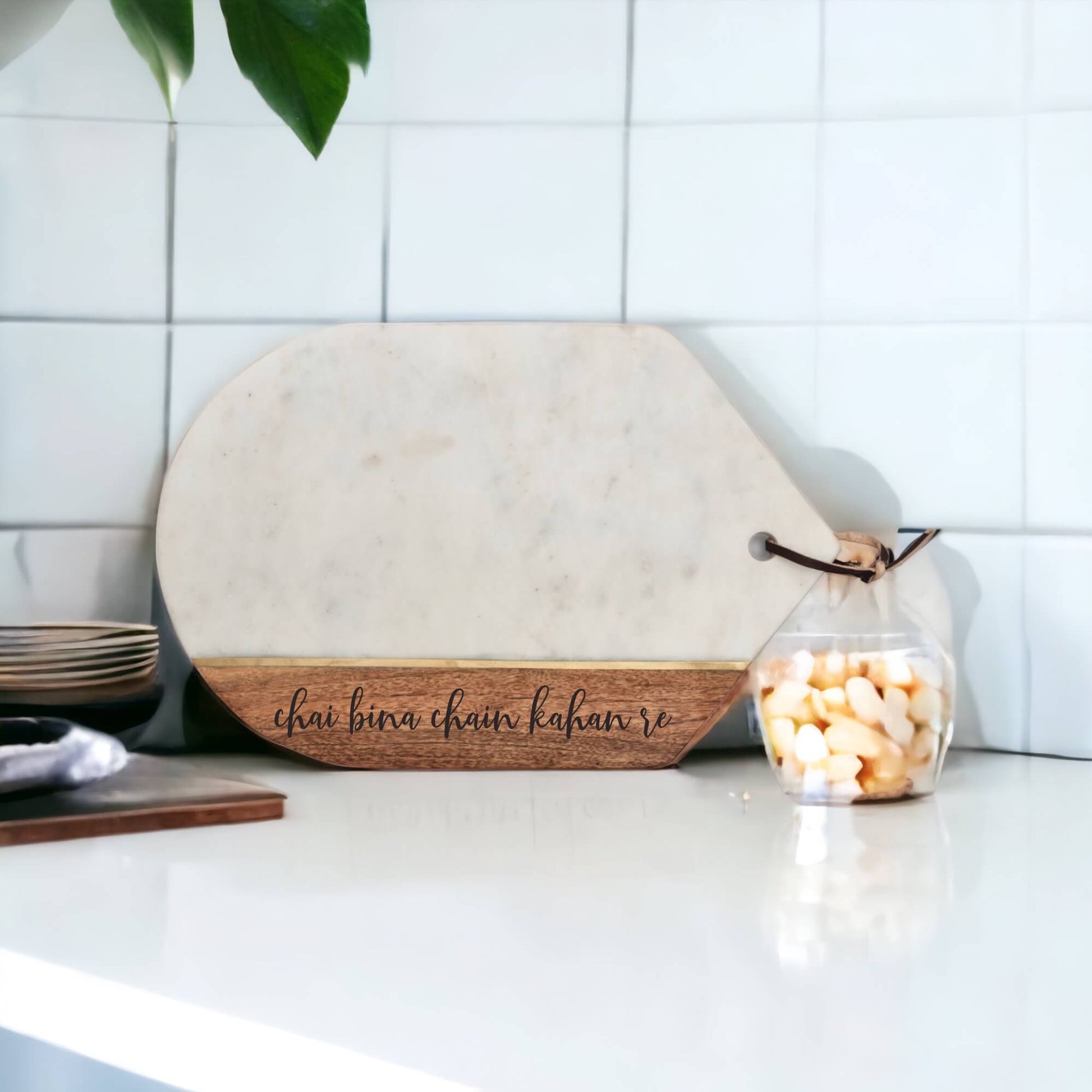 Marble Acacia wood with Brass inlay board - Chai Charcuterie board Tinted Heritage