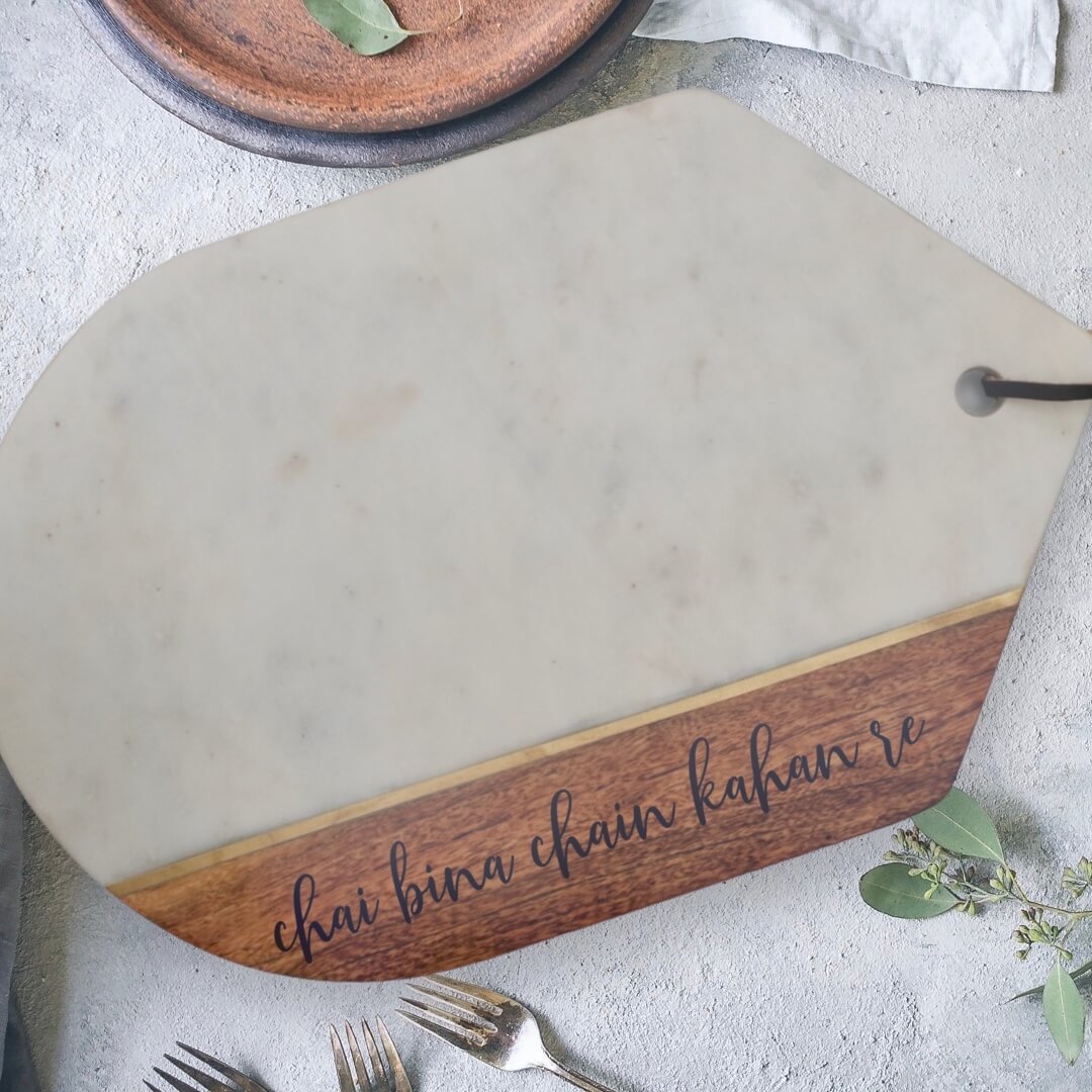 Marble Acacia wood with Brass inlay board - Chai Charcuterie board Tinted Heritage