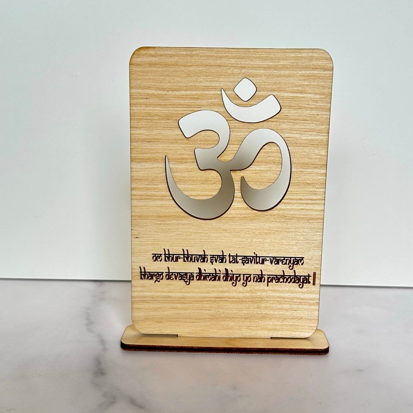 Om-Gayatri Mantra Desk Sign Tinted Heritage