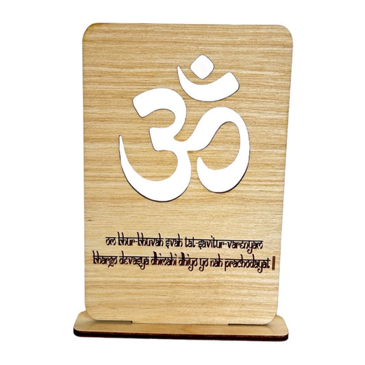 Om-Gayatri Mantra Desk Sign Tinted Heritage