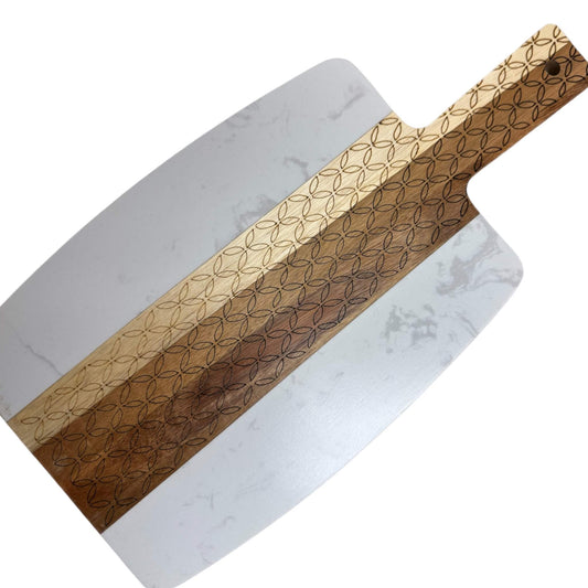 Patterned Marble and Acacia Serving Board Tinted Heritage