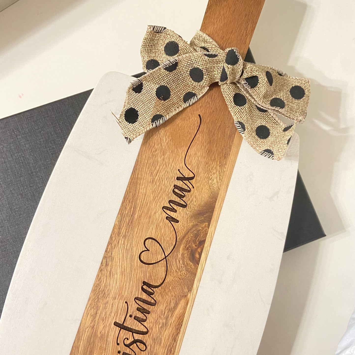 Personalized Marble and Acacia Serving Board Tinted Heritage
