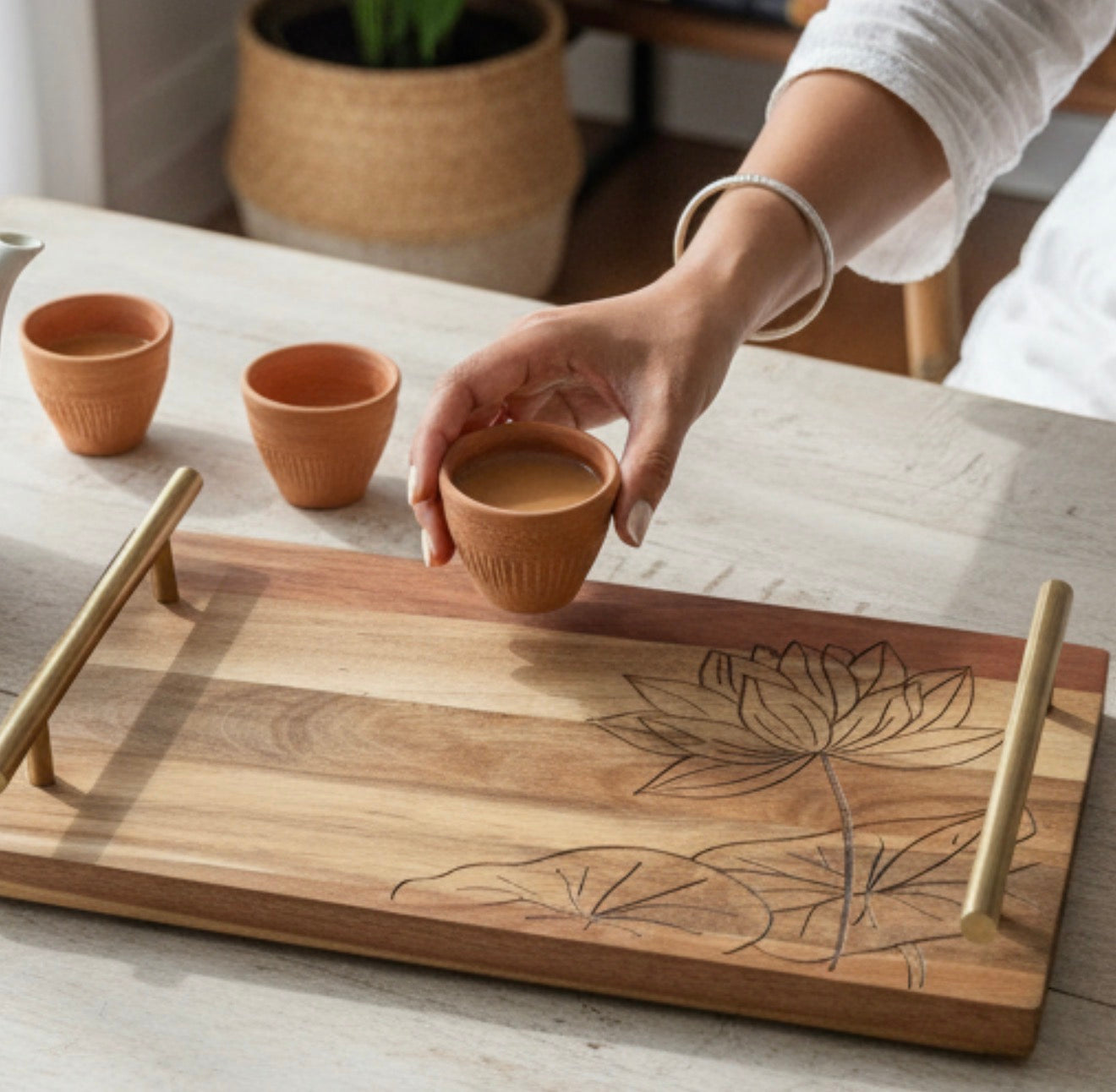 Pichwai Lotus Serving Tray