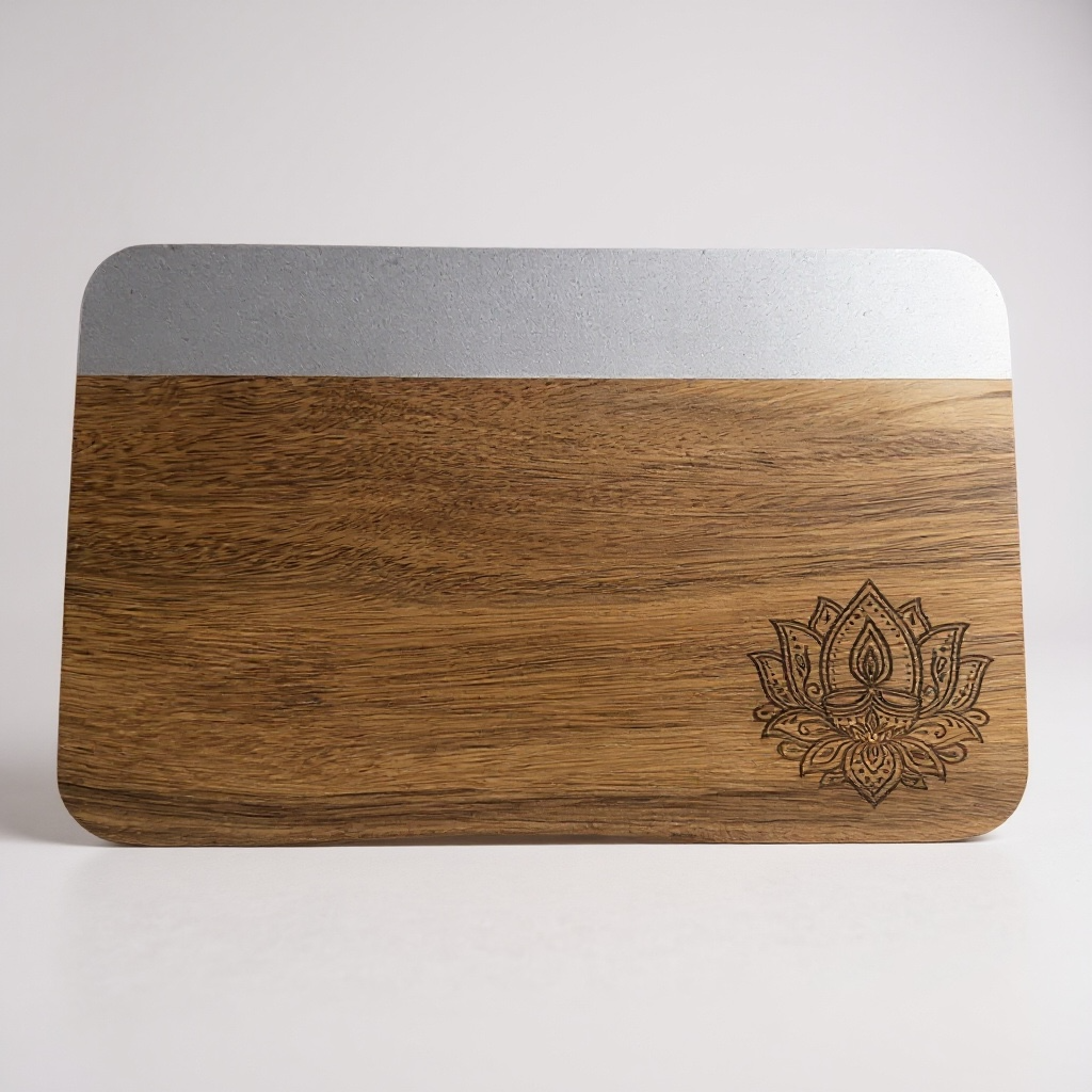 Mini Marble Wood Diwali Board- Lotus Diya