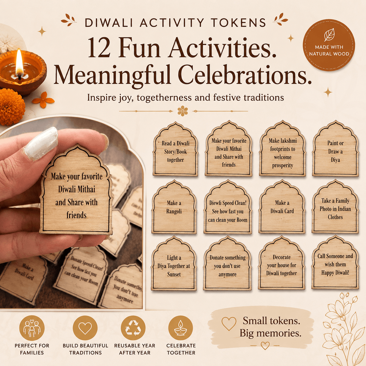 Diwali Activity Tokens for Kids | Set of 12