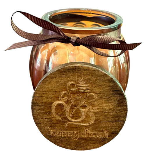 Happy Diwali Candle 5 oz Glass Jar with wood lid