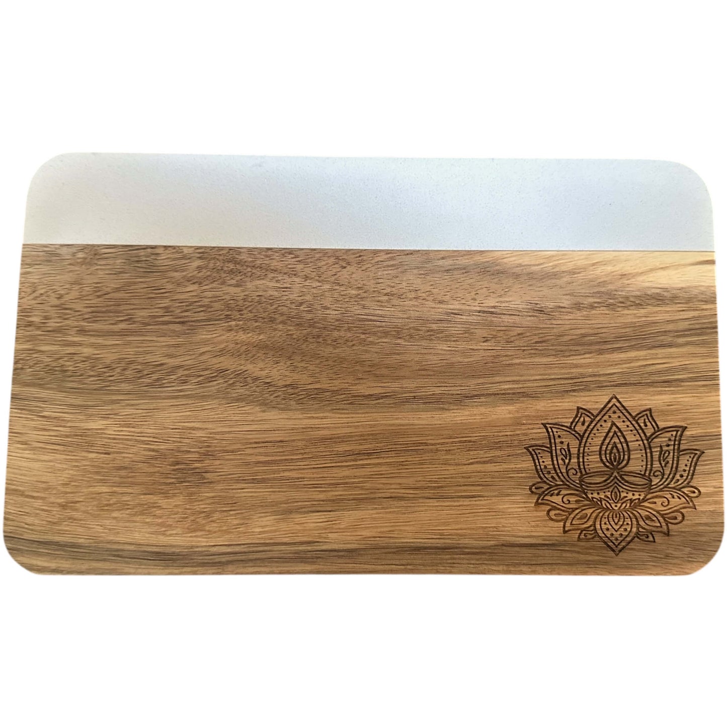 Mini Marble Wood Diwali Board- Lotus Diya