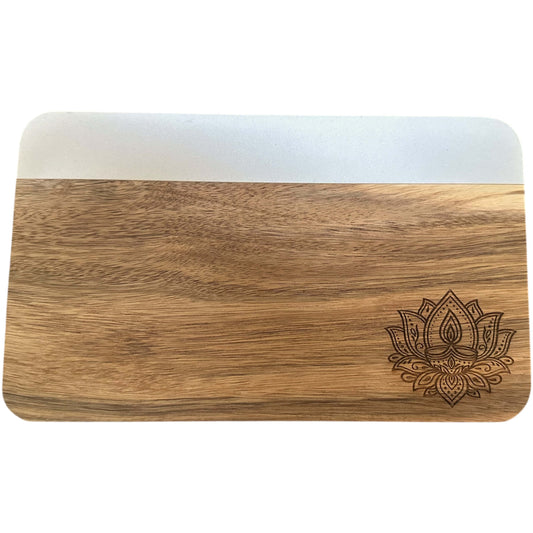 Mini Marble Wood Diwali Board- Lotus Diya