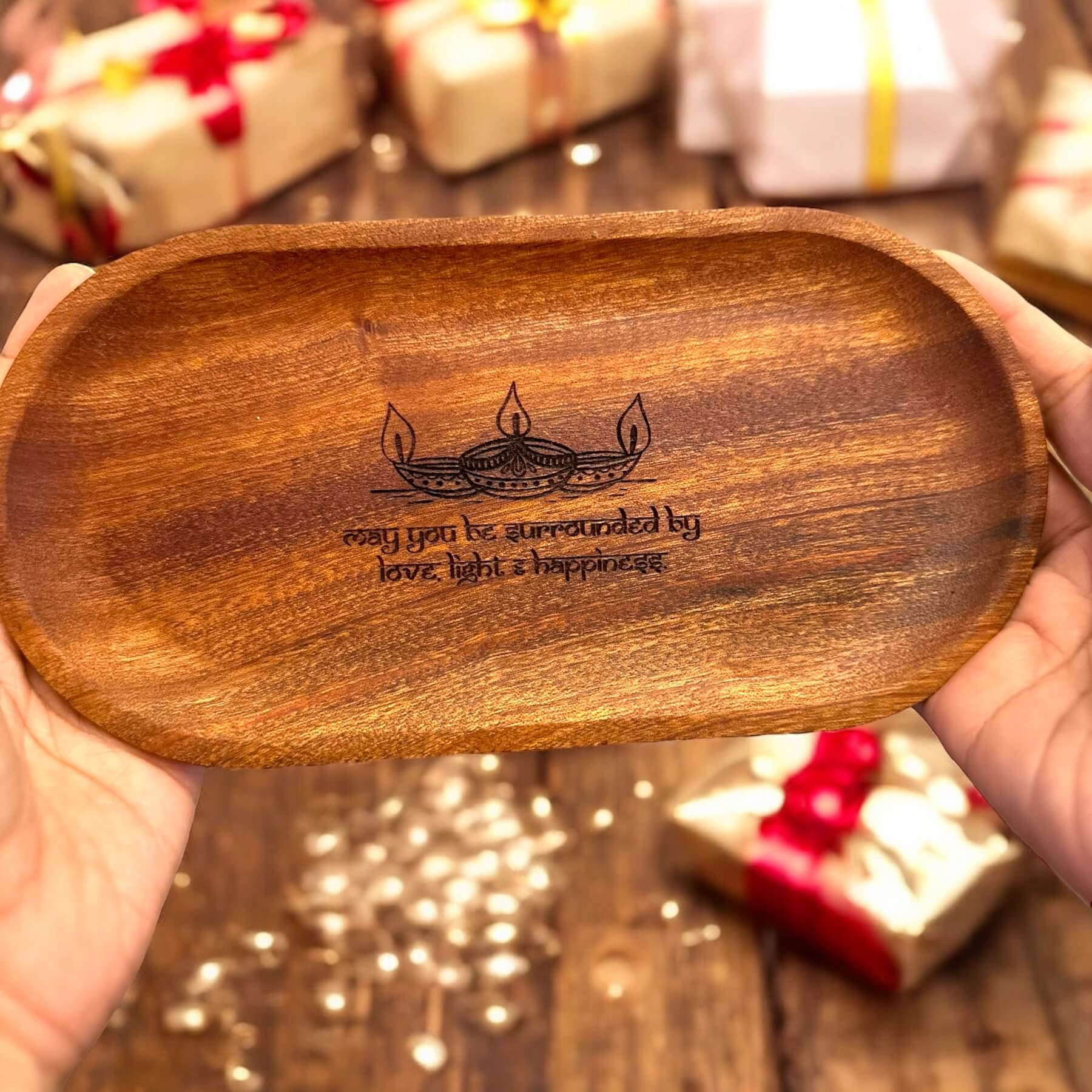 Diwali Tray with engraved message – Tinted Heritage