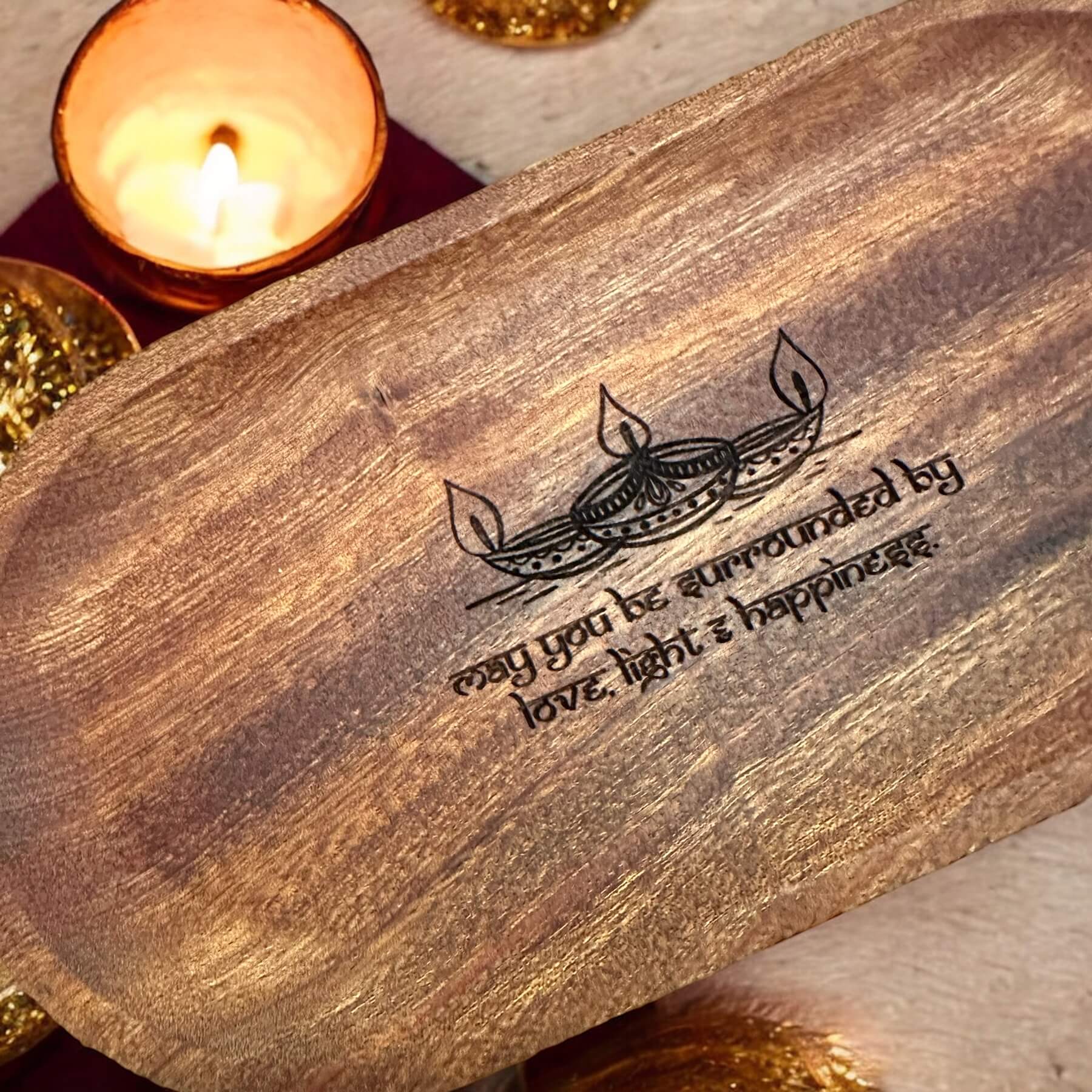 Diwali Tray with engraved message – Tinted Heritage