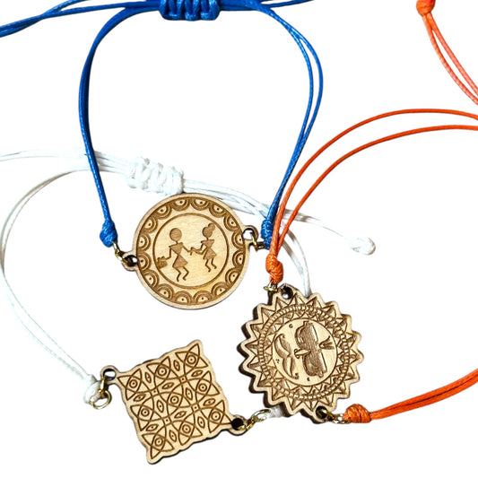 Rakhi Art Trio –Indian Folk Art-Inspired Rakhi Bundle (Set of 3)