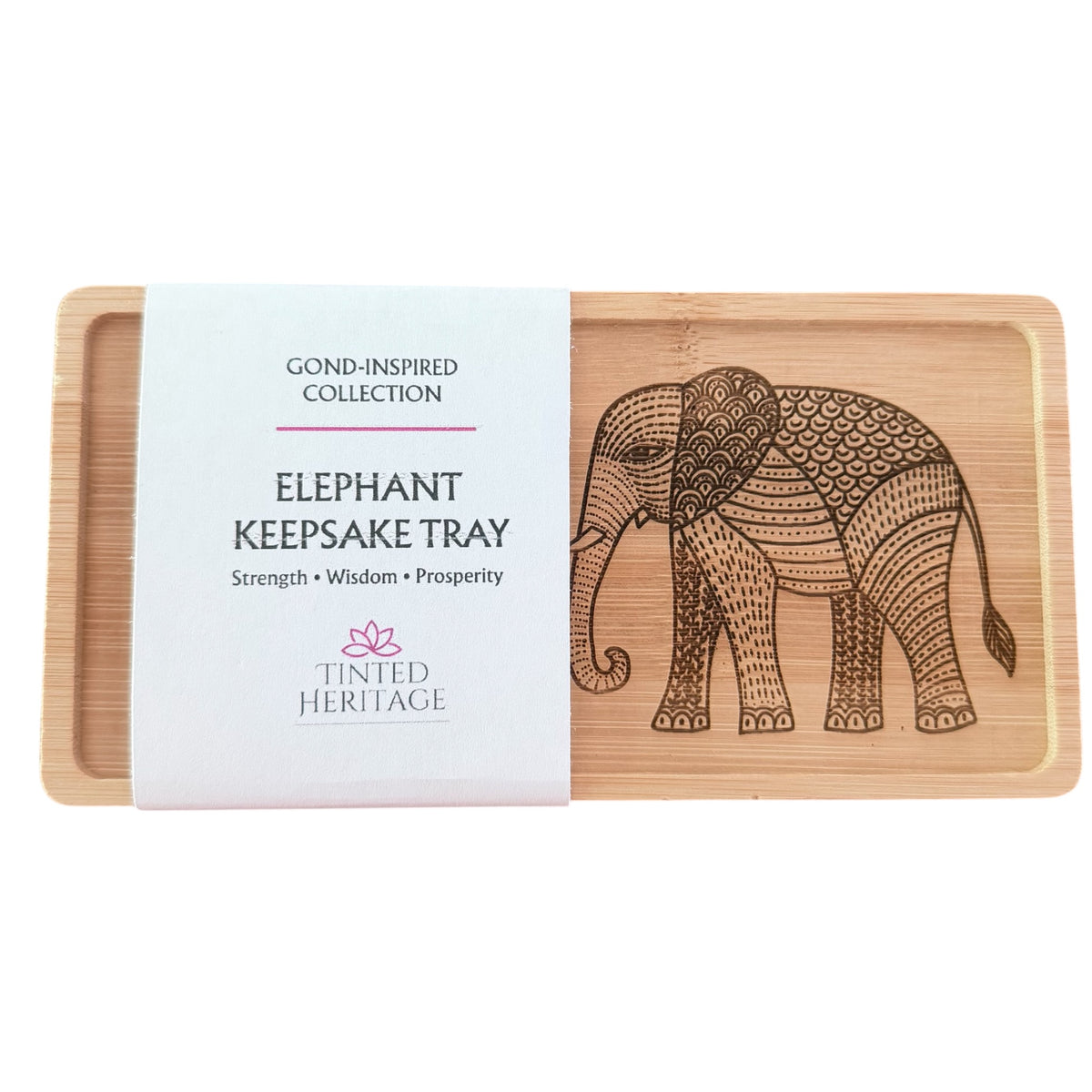 Elephant tray inspired by Gond art from India , designed by Tinted Heritage