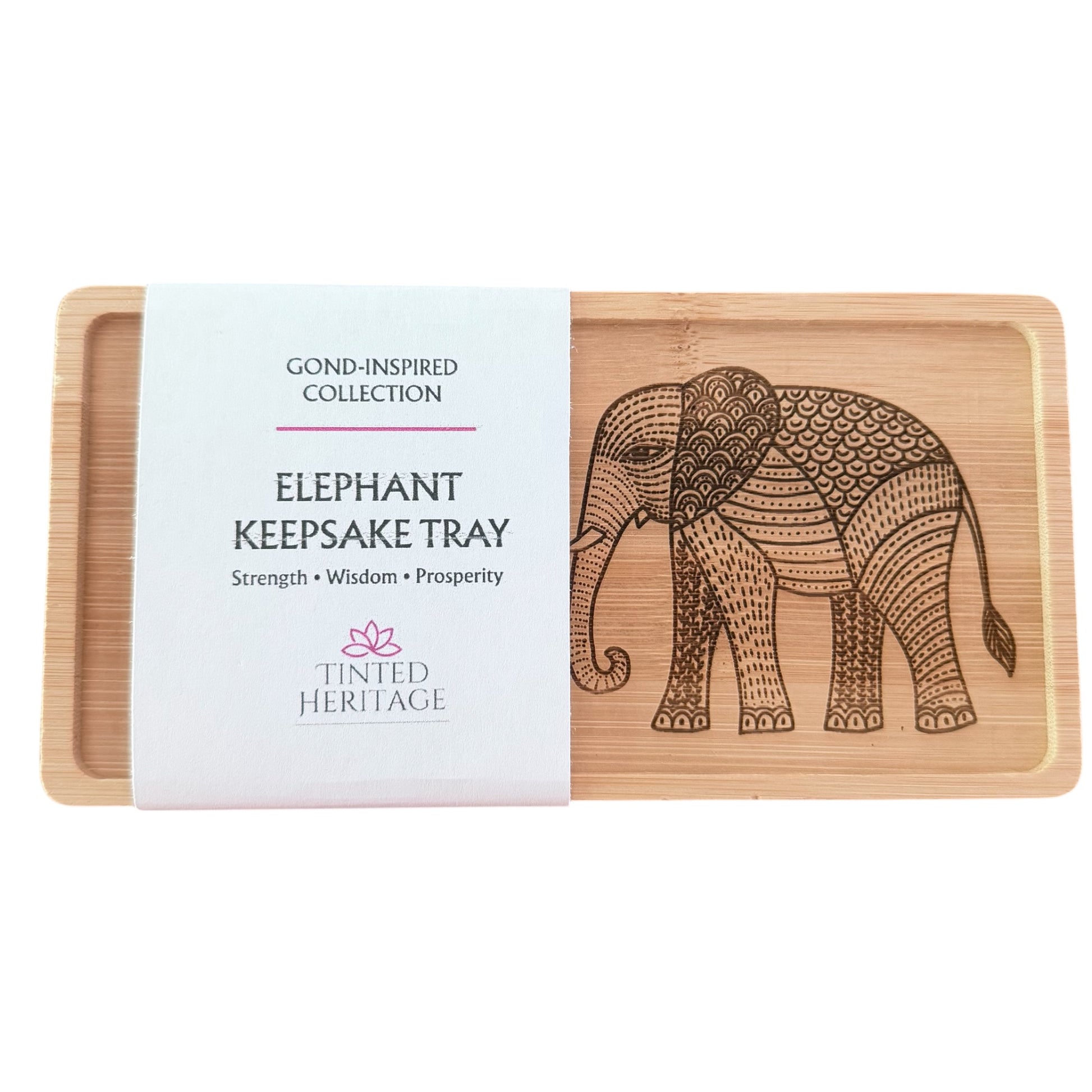Elephant tray inspired by Gond art from India , designed by Tinted Heritage
