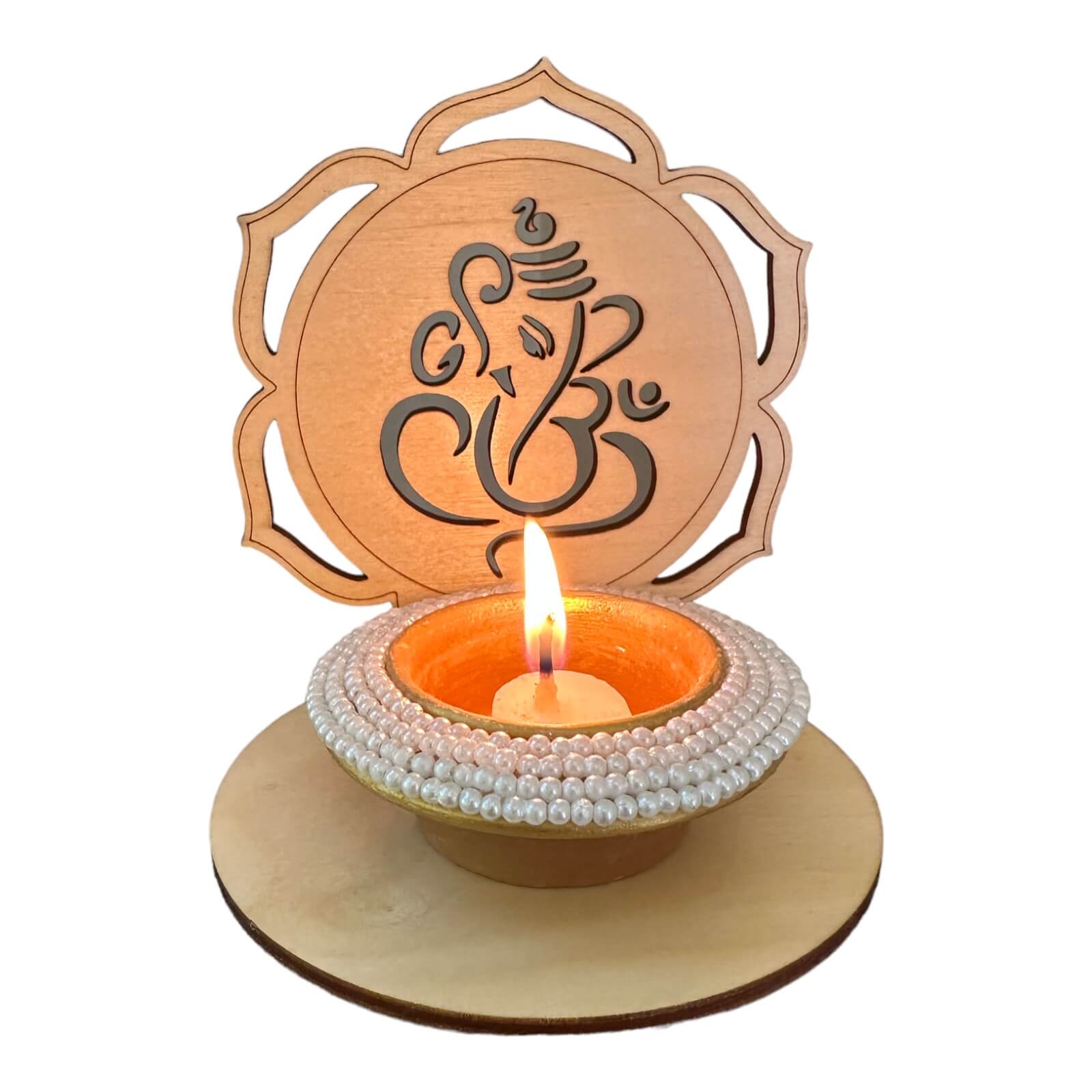 Ganesha Tea Light Candle Holder Tinted Heritage