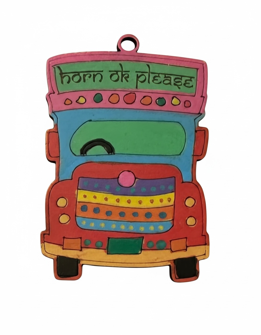 Horn Ok Please Truck Ornament – Indian-Inspired Christmas Decor | Colorful Traditional Holiday Ornament