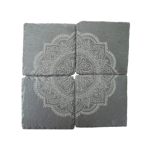 Mandala Design Slate Coasters Tinted Heritage