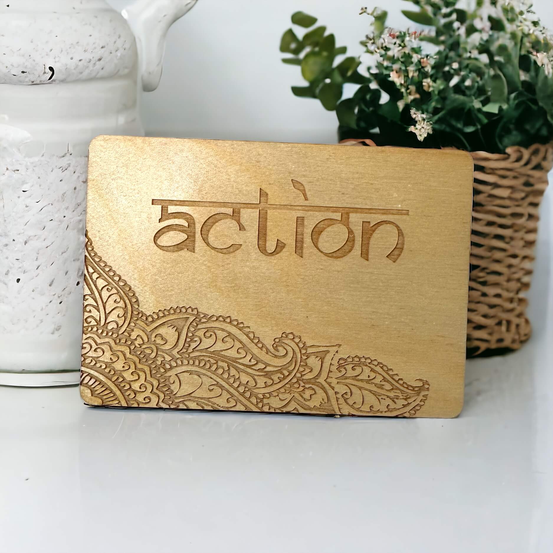 One Word Resolution Note Card “One word for the Year” Resolution Desk sign – Tinted Heritage