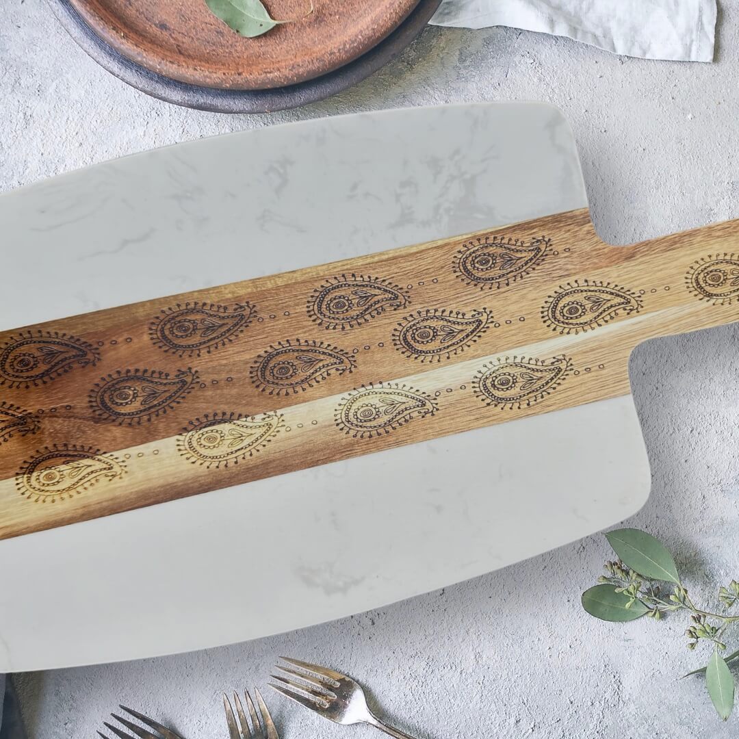 Paisley Marble and Acacia Serving Board Tinted Heritage