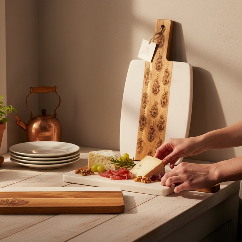 The Bagru Paisley Statement Board | Marble & Wood