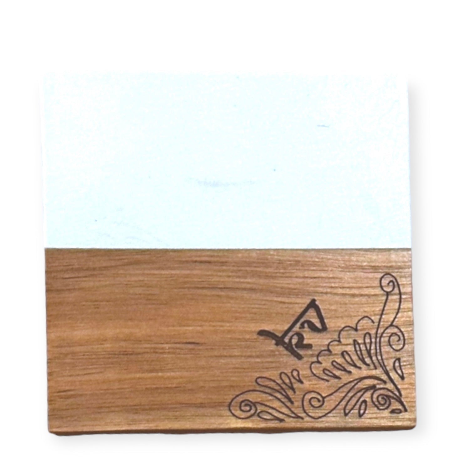 Personalized Marble Wood Coasters with Mehendi design Tinted Heritage
