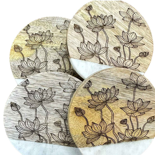 Pichwai Lotus Round Coasters – Set of 4