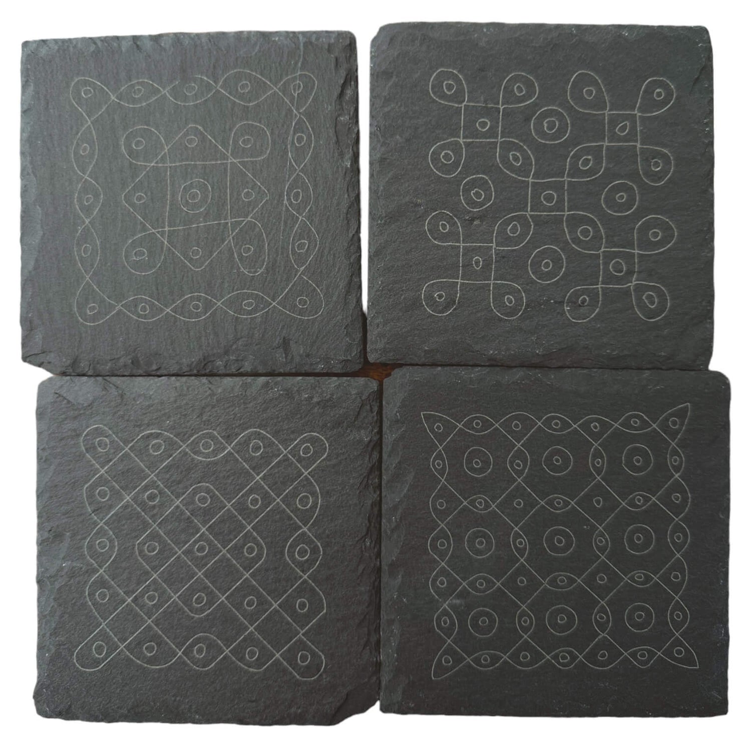 Slate Coasters with Kolam Art design Tinted Heritage